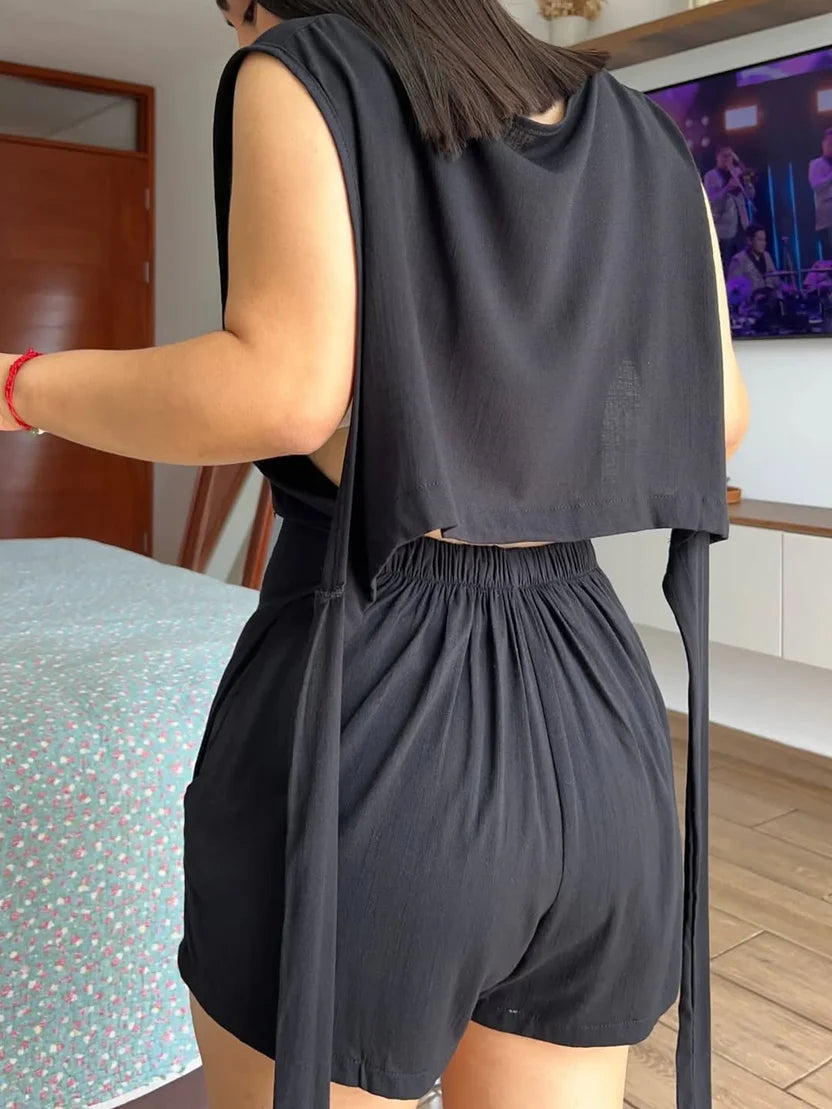 PREMIUM ROMANIAN ONE-PIECE OUTFIT JUMPSUIT - BLACK
