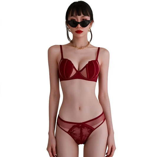 Balconette Lingerie Set - Classic Maroon