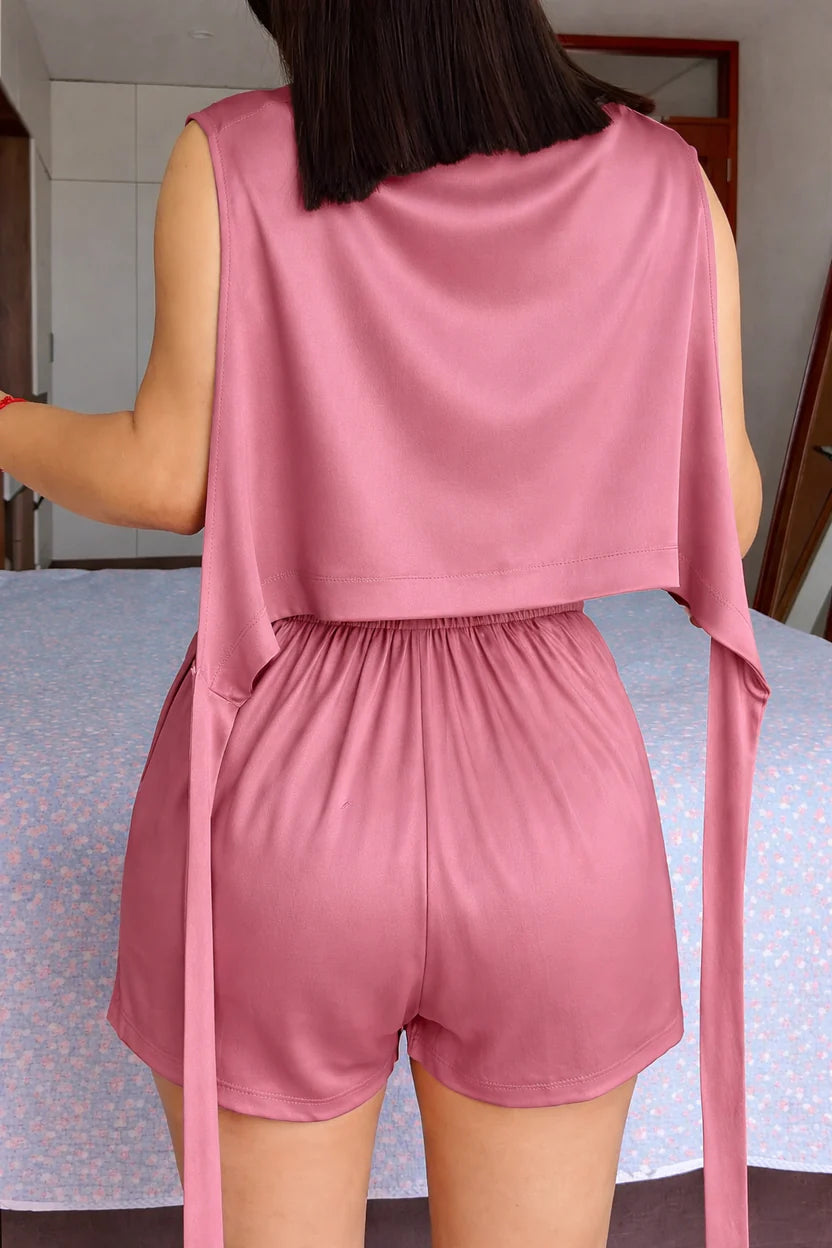 PREMIUM ROMANIAN LINEN ONE-PIECE OUTFIT JUMPSUIT - ROSE PINK