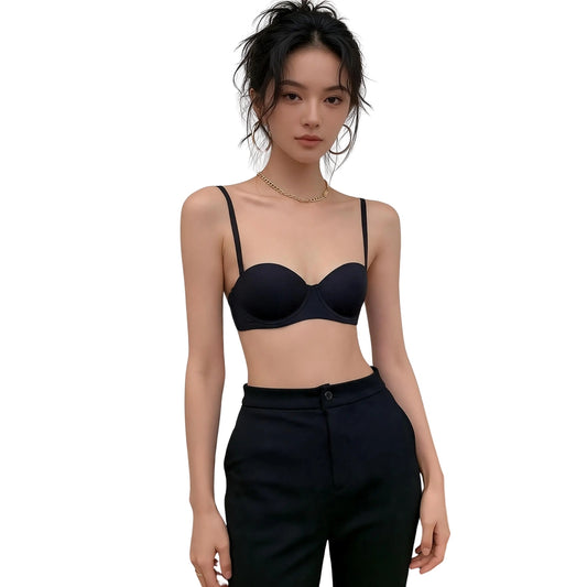 Seamless Balconette Bra in Midnight Black