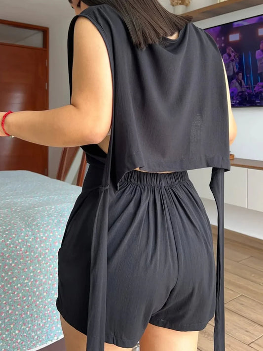PREMIUM ROMANIAN ONE-PIECE OUTFIT JUMPSUIT - BLACK
