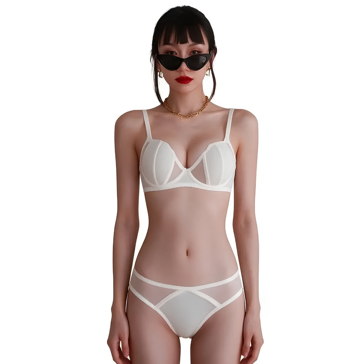 Balconette Lingerie Set - Solid White