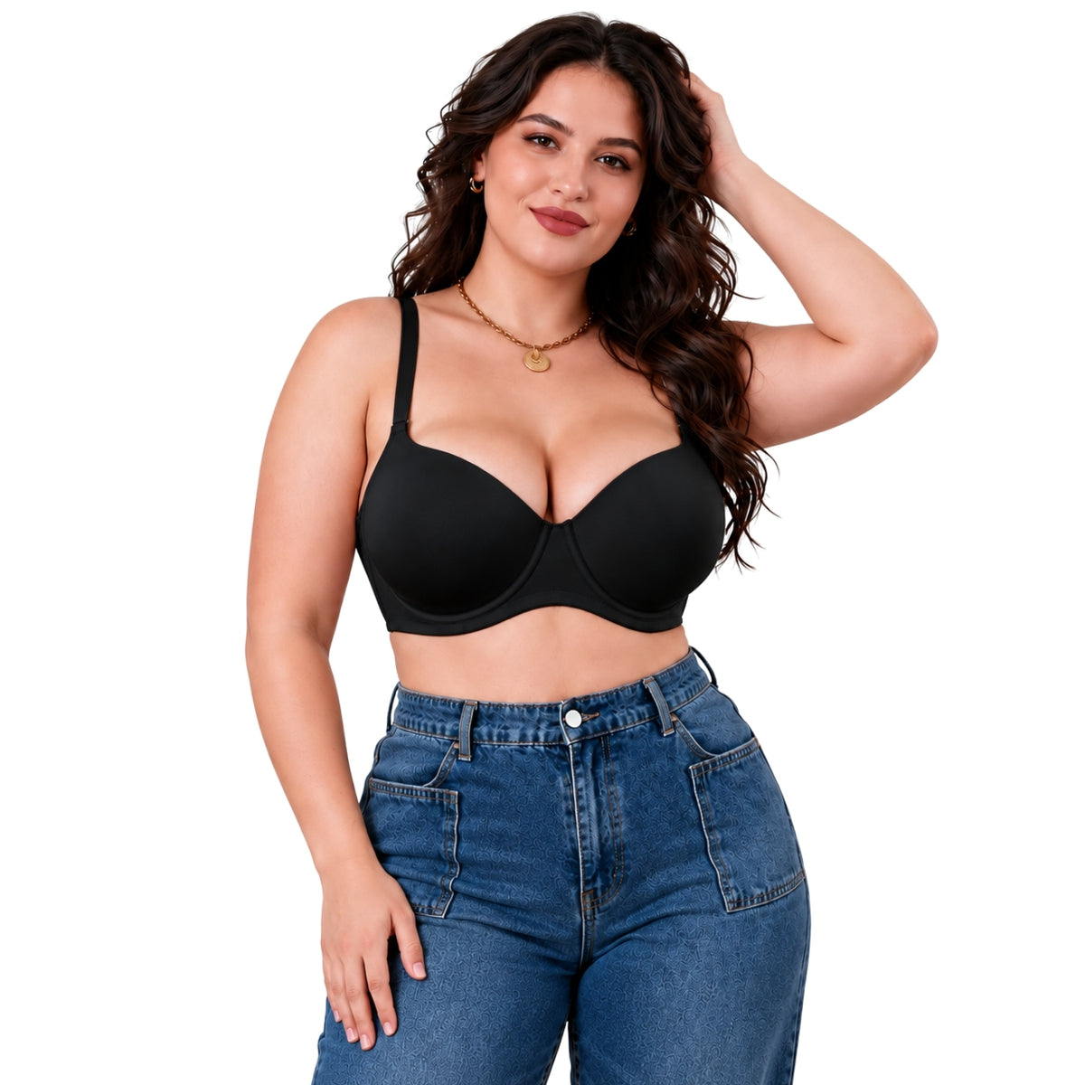 Full-Coverage Contour Bra in Midnight Black