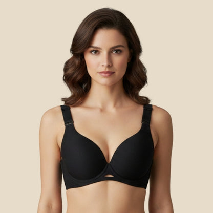 BreatheEase Ribbed Bra- Black