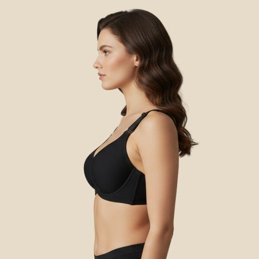 BreatheEase Ribbed Bra- Black