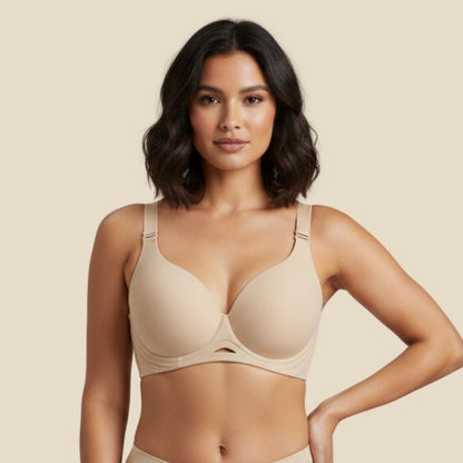 BreatheEase Ribbed Bra- Nude