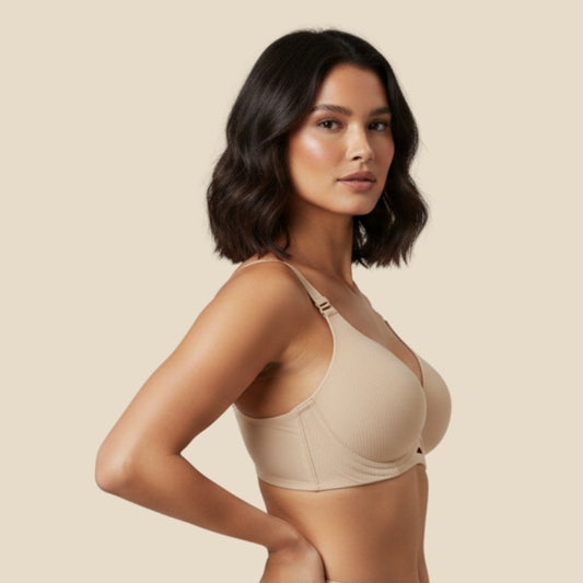 BreatheEase Ribbed Bra- Nude