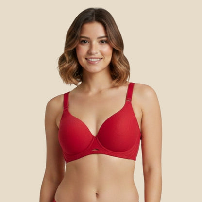 BreatheEase Ribbed Bra- Red