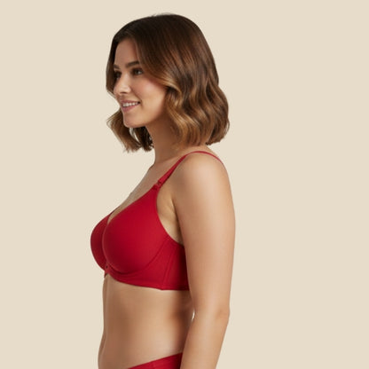 BreatheEase Ribbed Bra- Red