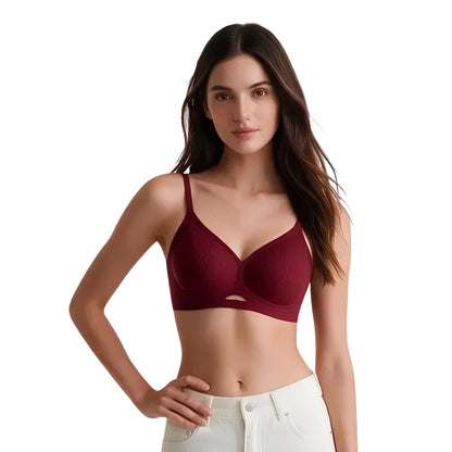 Ribbed Under-Cutout Bra in Scarlet Red