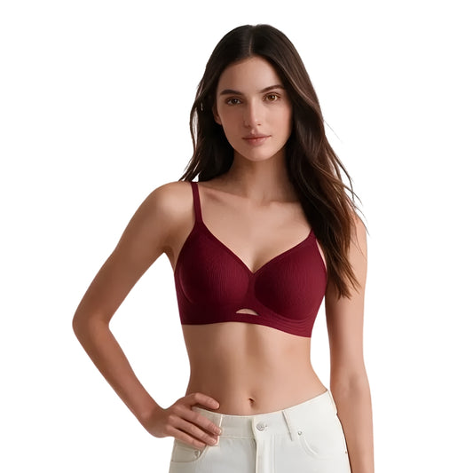 Ribbed Under-Cutout Bra in Scarlet Red