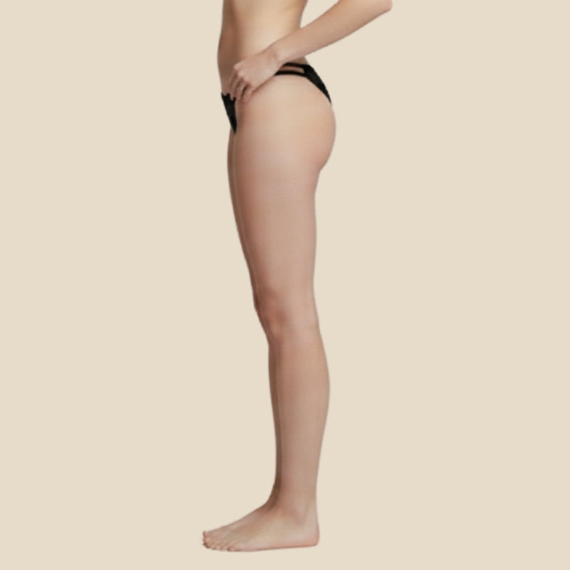 LuxePetal Double Strap Thong- Black