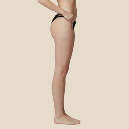 LuxePetal Double Strap Thong- Black
