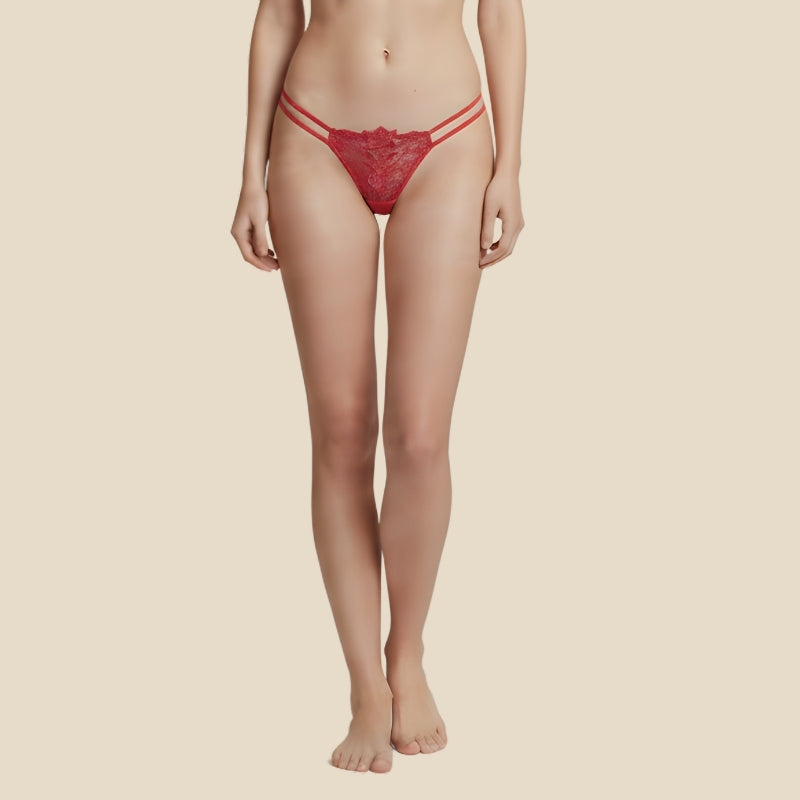 LuxePetal Double Strap Thong- Red