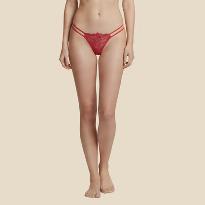 LuxePetal Double Strap Thong- Red