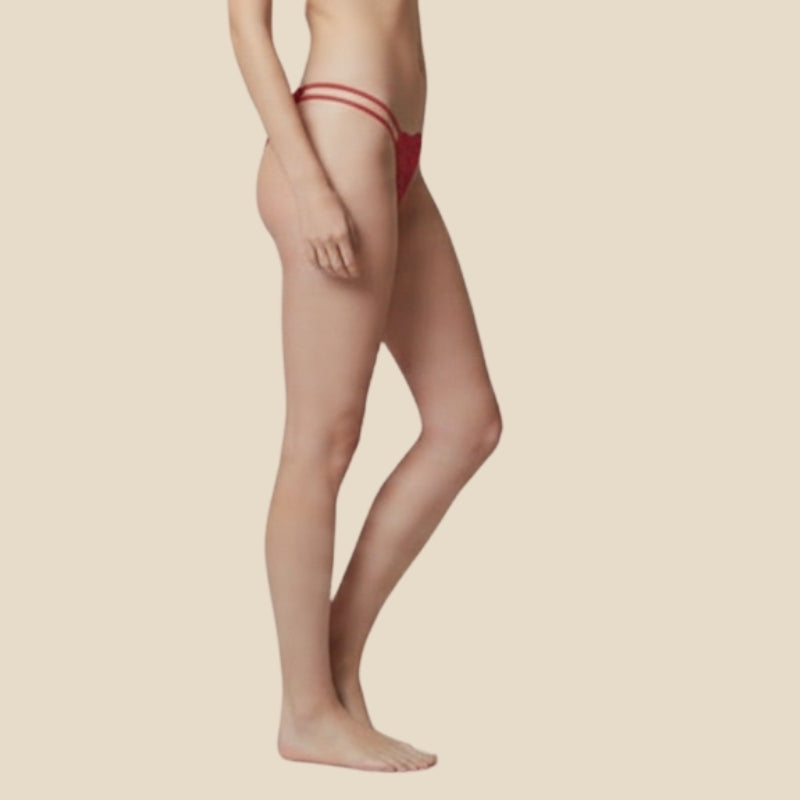 LuxePetal Double Strap Thong- Red