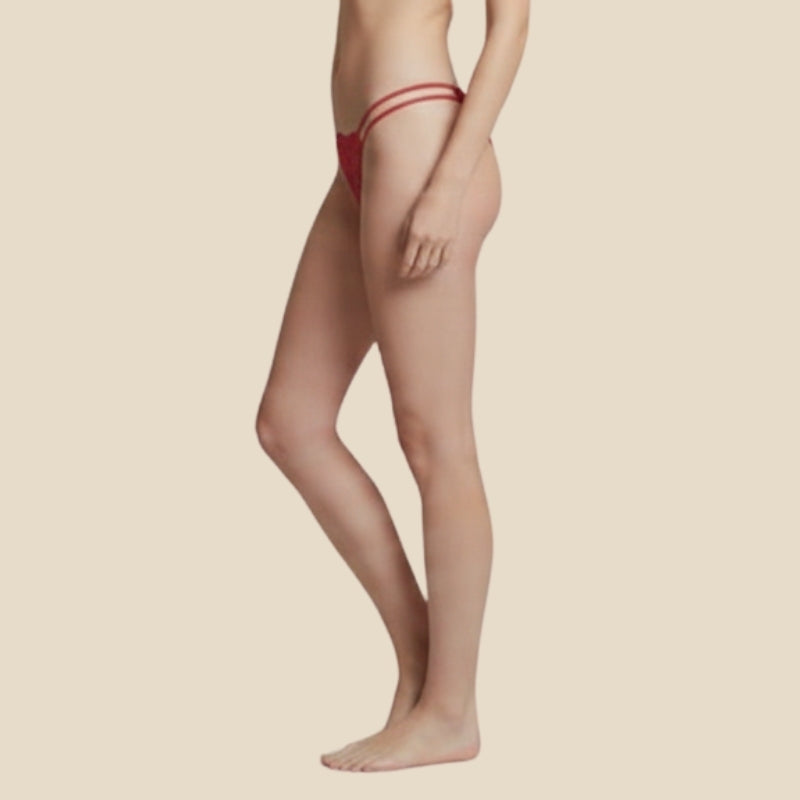 LuxePetal Double Strap Thong- Red