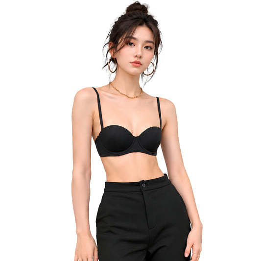 Seamless Balconette Bra in Midnight Black