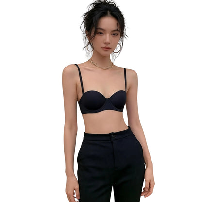 Seamless Balconette Bra in Midnight Black