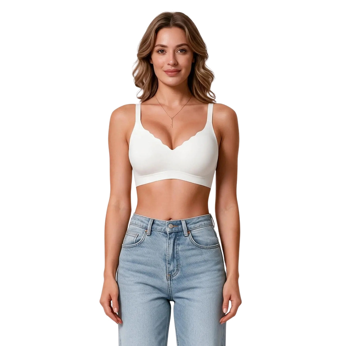 Seamless Plunge Minimizer Bra - White
