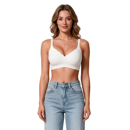 Seamless Plunge Minimizer Bra - White