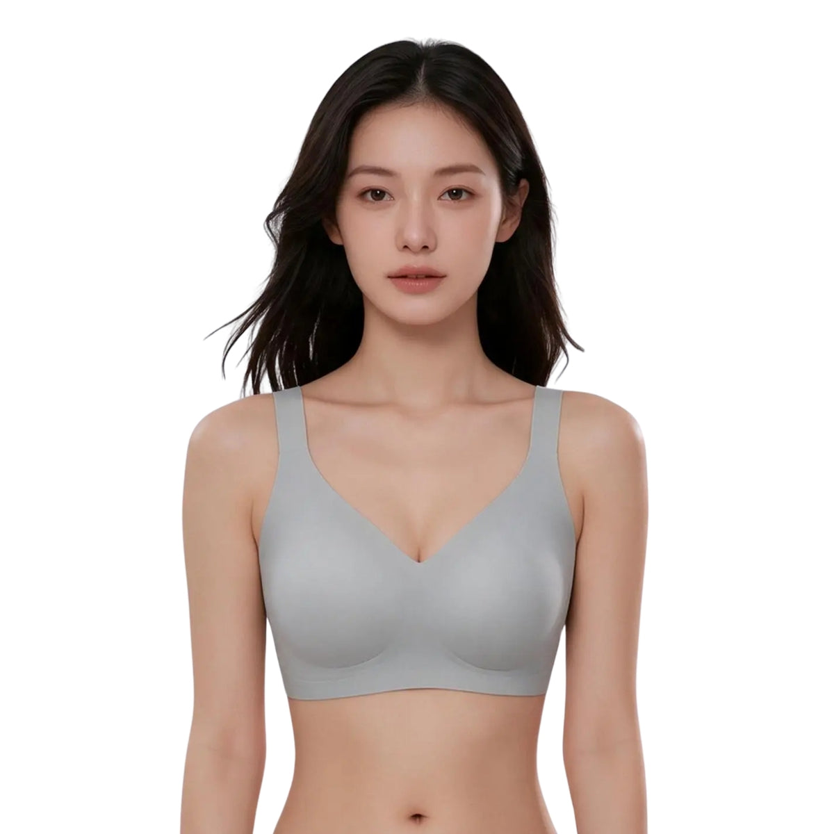 Seamless Plunge Minimizer Bralette in Cloud Grey