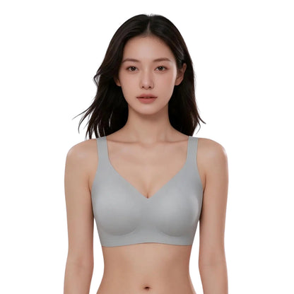 Seamless Plunge Minimizer Bralette in Cloud Grey