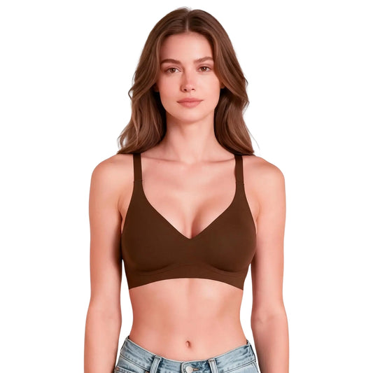 Seamless Plunge Minimizer Bralette in Rich Espresso