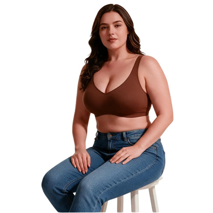 Seamless Scoop Minimizer Bralette in Brown