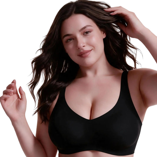 Seamless Scoop Minimizer Bralette in Midnight Black