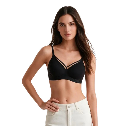 Ultra-Thin Strappy Minimizer Bra - Black