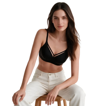 Ultra-Thin Strappy Minimizer Bra - Black